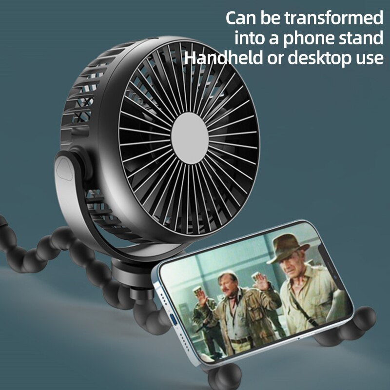 Professional title: "Compact USB Desktop Fan with Folding Design for Outdoor Use, Handheld Baby Stroller Fan, Small and Quiet Multifunctional Mini Fan for Summer"